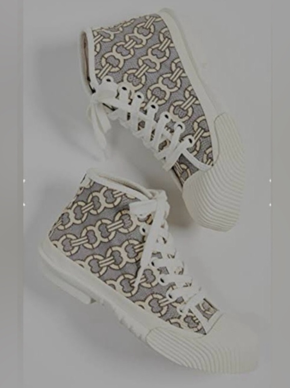 NWT Tory Burch Buddy Cap Toe Canvas Off White High Top Sneakers/Duck Shoes - Picture 1 of 13